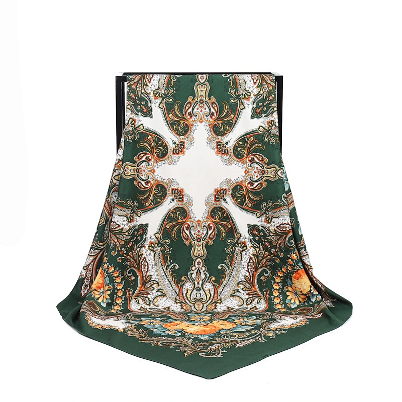 Muslim ladies cashew nut printed sunscreen scarf women twill silk square scarf headscarf