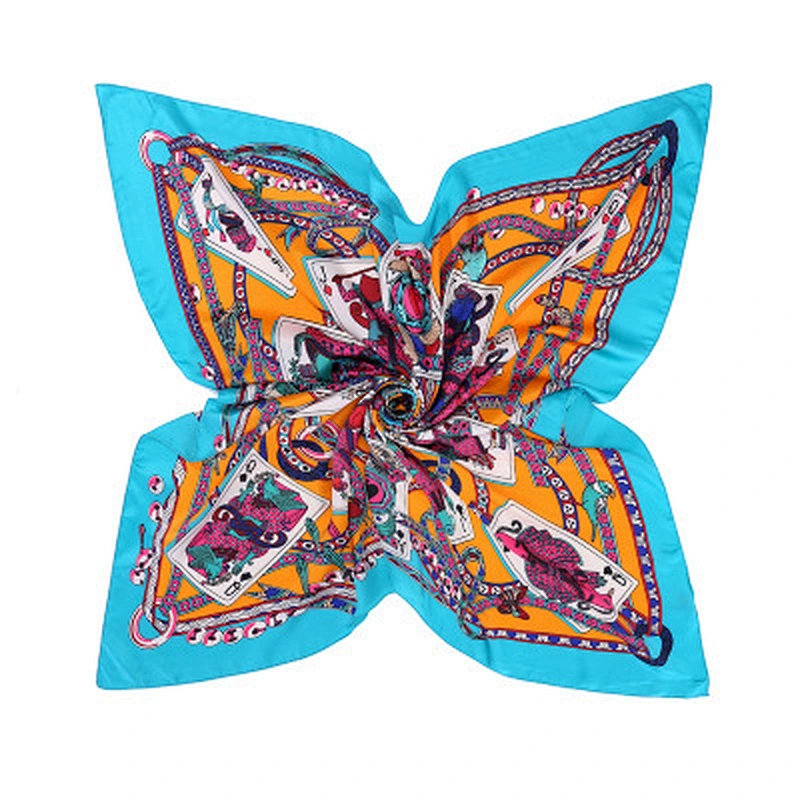 Poker printed artificial silk sunscreen scarf wholesale silk square neck scarf plain scarves