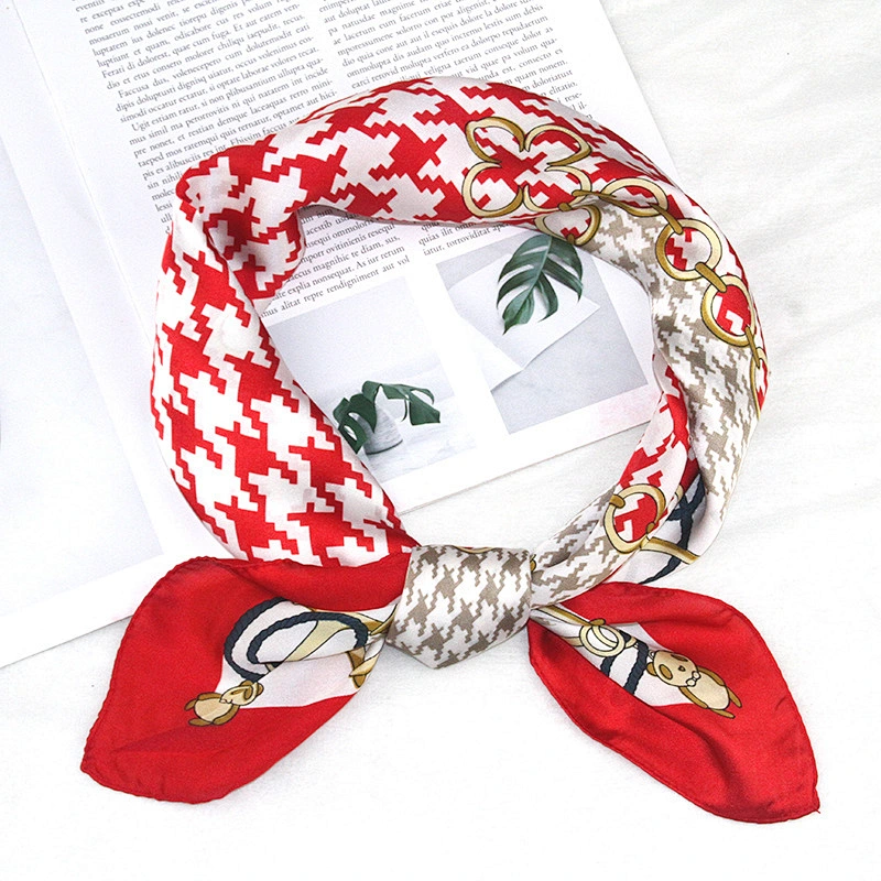 70cm houndstooth female decorative professional neck printing plain small square scarf