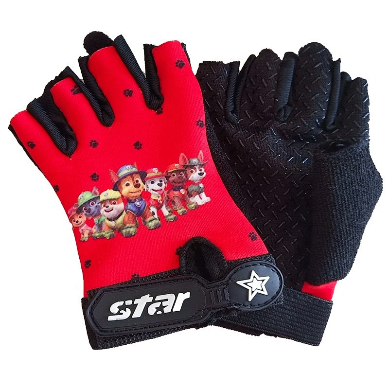 Children Cartoon Design Gloves Half  Finger Cycling Sports Skidproof  Gloves