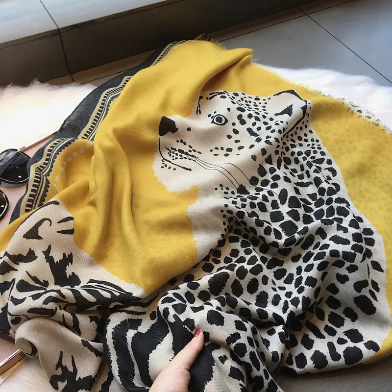2020 new female thin section fashion long section leopard scarf silk cotton shawl scarf
