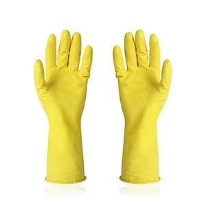 Yellow Latex Rubber Gloves Kitchen Dishwashing Household Latex Rubber Gloves
