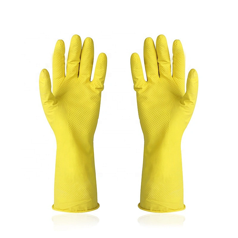 Yellow Latex Rubber Gloves Kitchen Dishwashing Household Latex Rubber Gloves