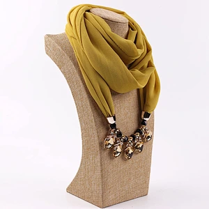 Fashion necklace pendant female chiffon ethnic style shawl ladies lightweight scarf with pendant