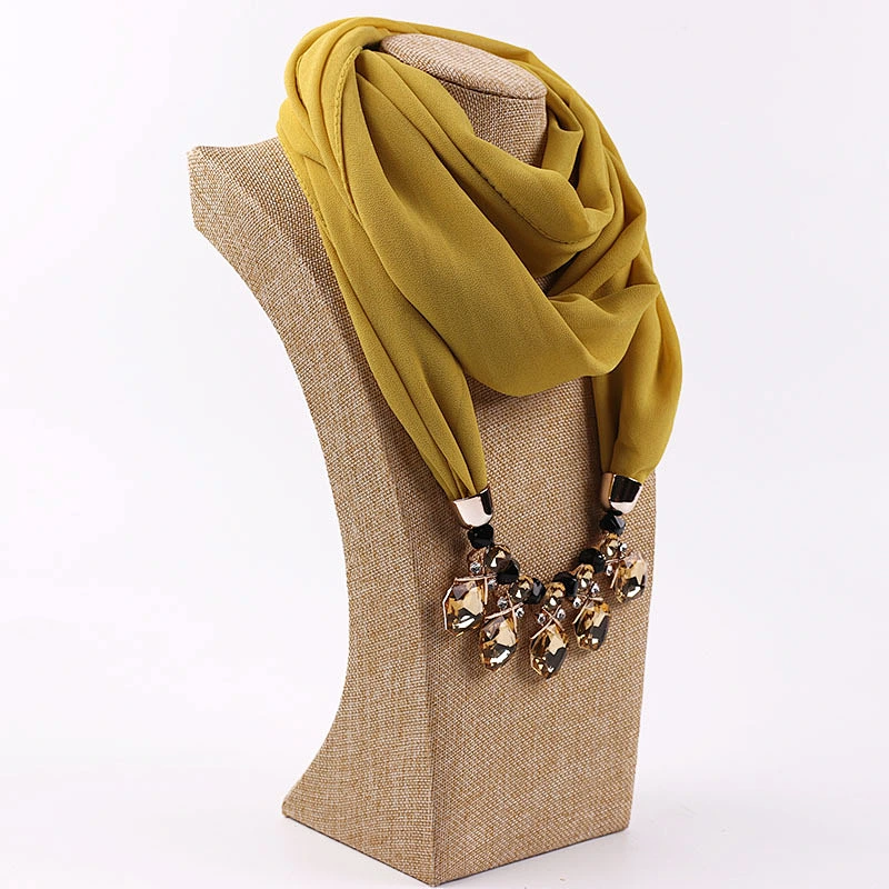 Fashion necklace pendant female chiffon ethnic style shawl ladies lightweight scarf with pendant