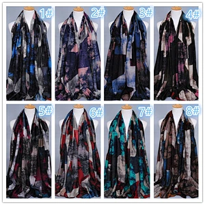 Wholesale 2019 hot sale Summer woman sunscreen shawl  Multi-color blending printed long cotton scarf