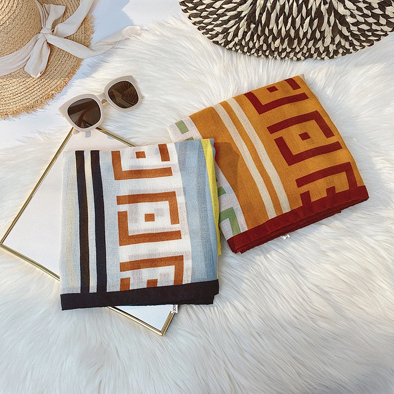 2020 cotton and linen letter print sunscreen women long shawl scarf women long shawl scarf