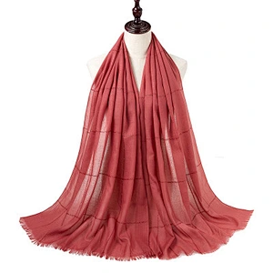 Gold thread woven lattice short tassel scarf polyester multifunctional muslim woman headscarf