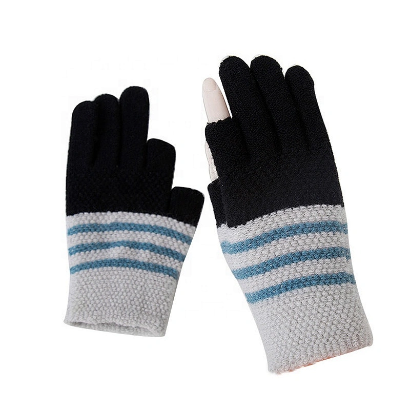 New Design Winter Knitted Warm Gloves Student Writing Gloves