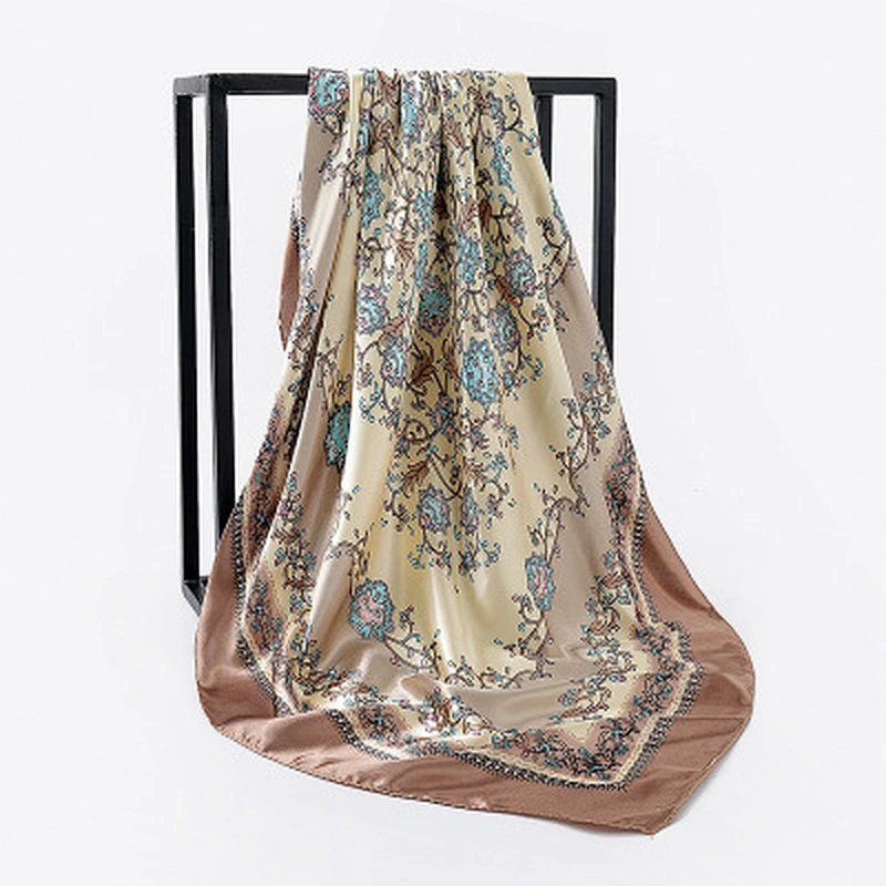 Manufacturers wholesale small square scarf simulation silk scarves  digital print silk satin square scarf