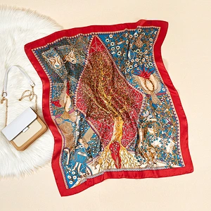 2020 new national style retro totem bohemian print large  printed square scarf  women