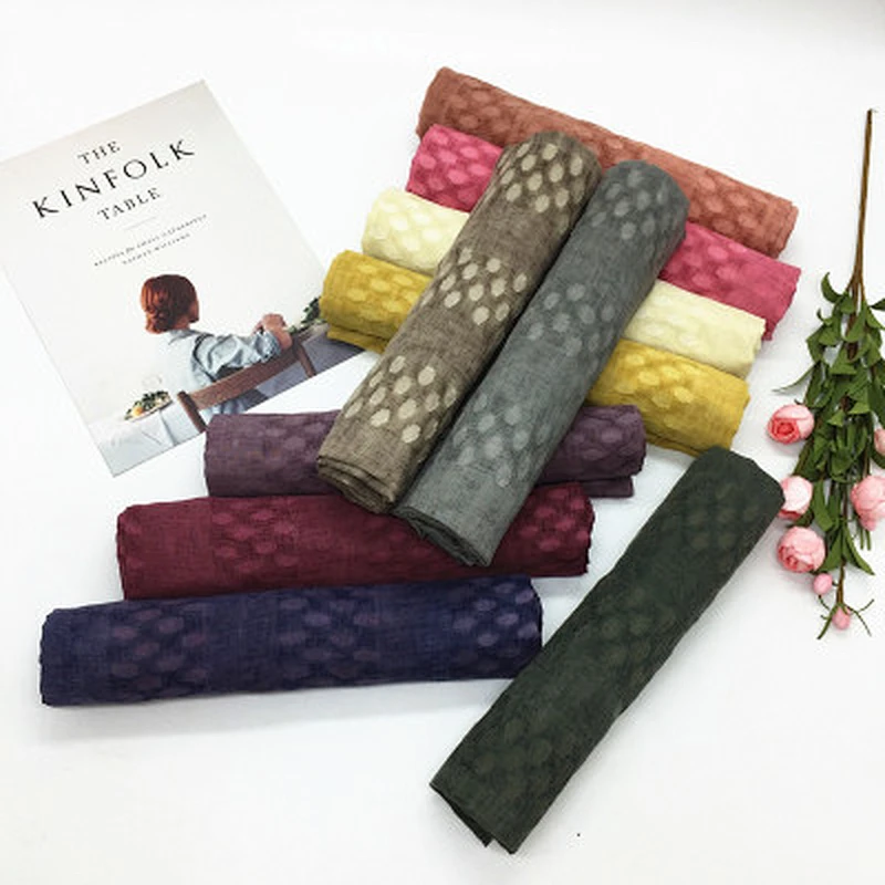 Solid color small dot ladies scarves spot cheap muslim silk cotton scarf