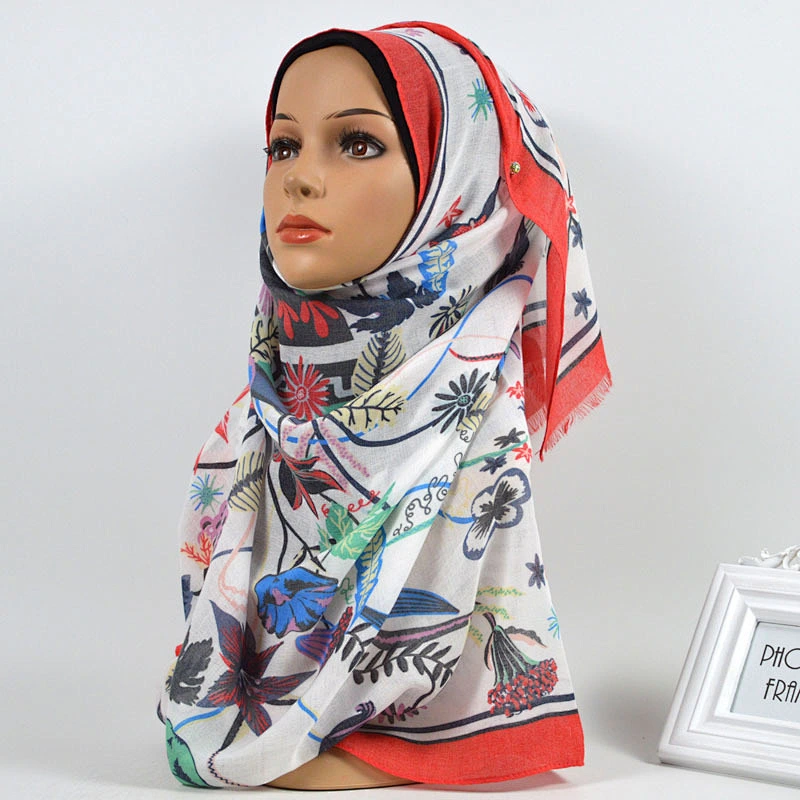 Manufacturers wholesale soft smooth floral print all-match  muslim women blended scarf hijab