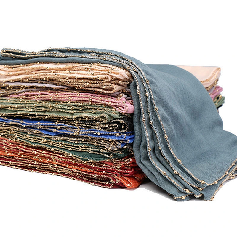 Fashion wild metal chain covered ladies sunscreen shawl tr cotton women tie dye scarf