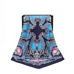 Muslim ladies cashew nut printed sunscreen scarf women twill silk square scarf headscarf