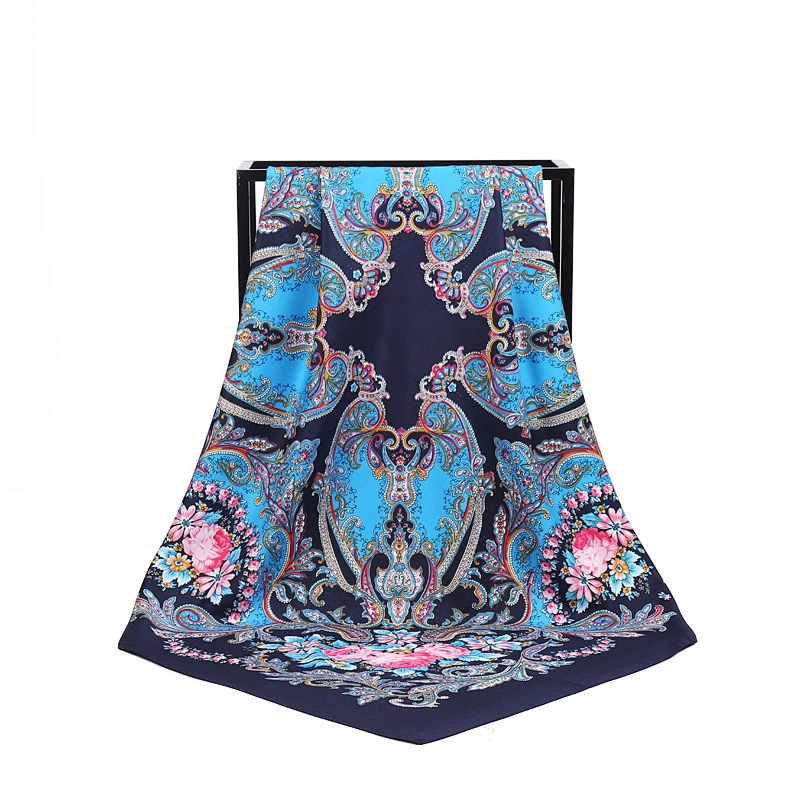 Muslim ladies cashew nut printed sunscreen scarf women twill silk square scarf headscarf