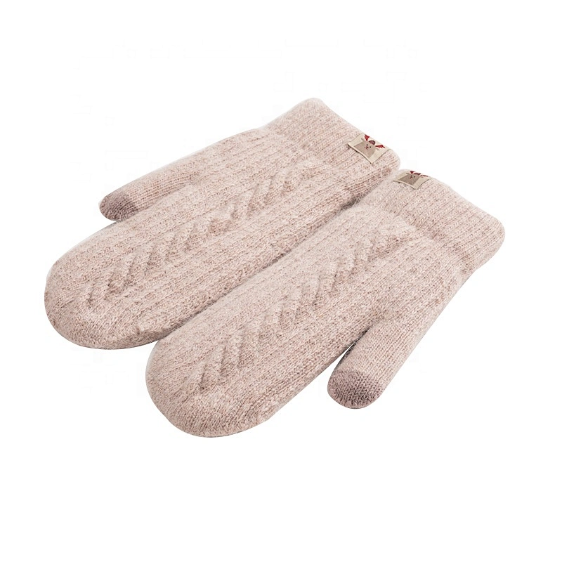 Winter Fashion Outdoor Keeping Warm Thick Gloves Wool Knitted Mittens Gloves for woman