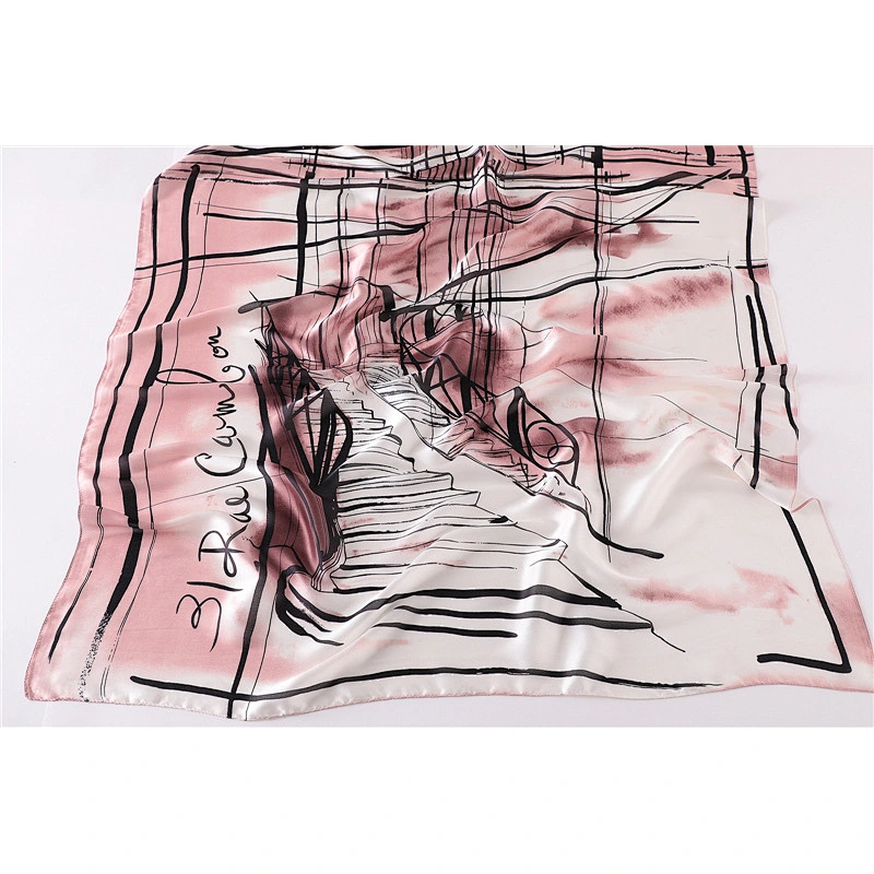 Female imitated silk air conditioning shawl fashion line ink graffiti long silk beach scarf shawl