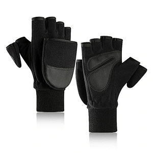 Warm Sports Half Finger Gloves Polar Fleece Flip Top Winter Man Fingerless Gloves