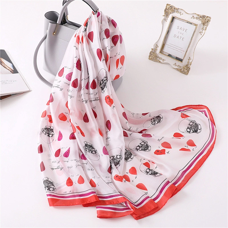 Personalized printed female summer sunscreen high quality silk scarf beach towel shawl