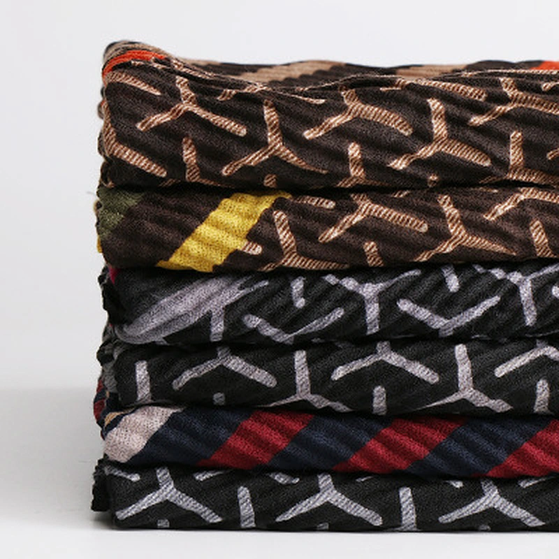 Creased leopard-print striped scarf women cotton shawls hijab wholesale shawls muslim