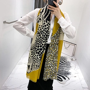 2020 new female thin section fashion long section leopard scarf silk cotton shawl scarf