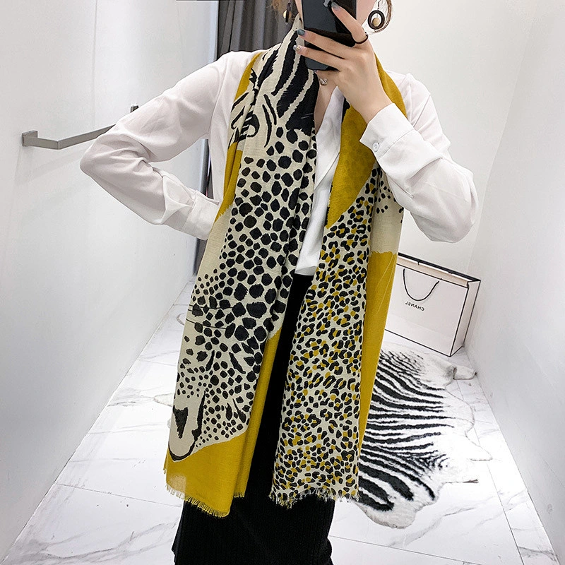2020 new female thin section fashion long section leopard scarf silk cotton shawl scarf