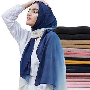 High-quality hand-painted gradient shawl pearl chiffon plain hijabs women headscarf hijab