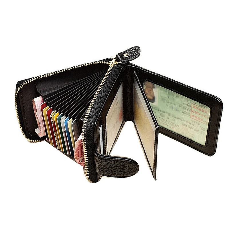 Fashion newest ladies card holder wallet custom high quality short genuine leather wallet
