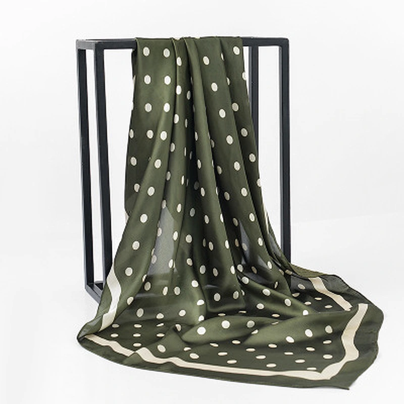 Female polka dot printed sunscreen scarf wholesale large silk scarf square shawl scarf