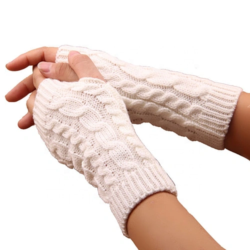 Women's Warm Gloves Knitted Thermal Half Finger Winter Glove