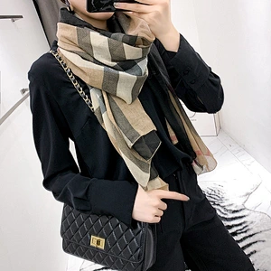 New 90 * 180CM cotton and linen thin long print cotton plaid scarf scarves