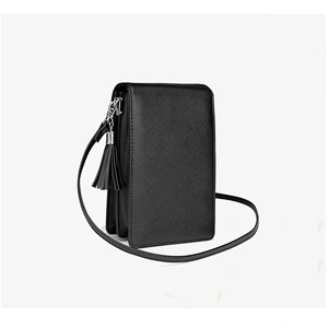 Ladies pu large capacity shoulder Multifunction tassel crossbody wallet phone  bag