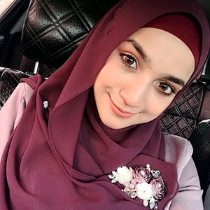 Muslim scarf hand-made diamond plain weave solid color diamond rhinestone hijab scarf