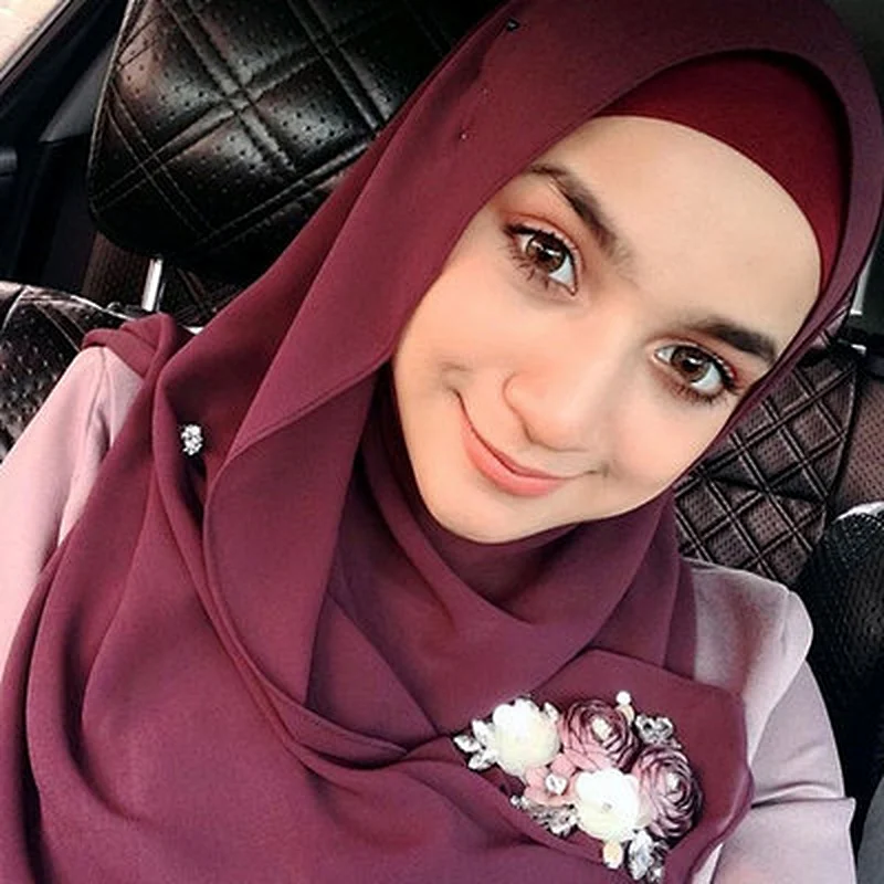 Muslim scarf hand-made diamond plain weave solid color diamond rhinestone hijab scarf