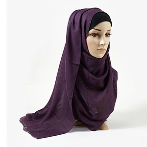 Gold thread woven lattice short tassel scarf polyester multifunctional muslim woman headscarf