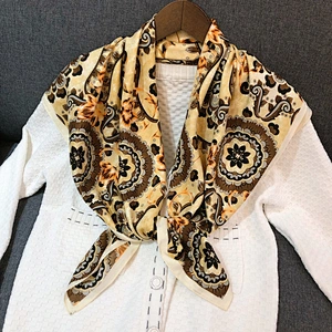 New classic national style printed square women 90cm silk square scarf