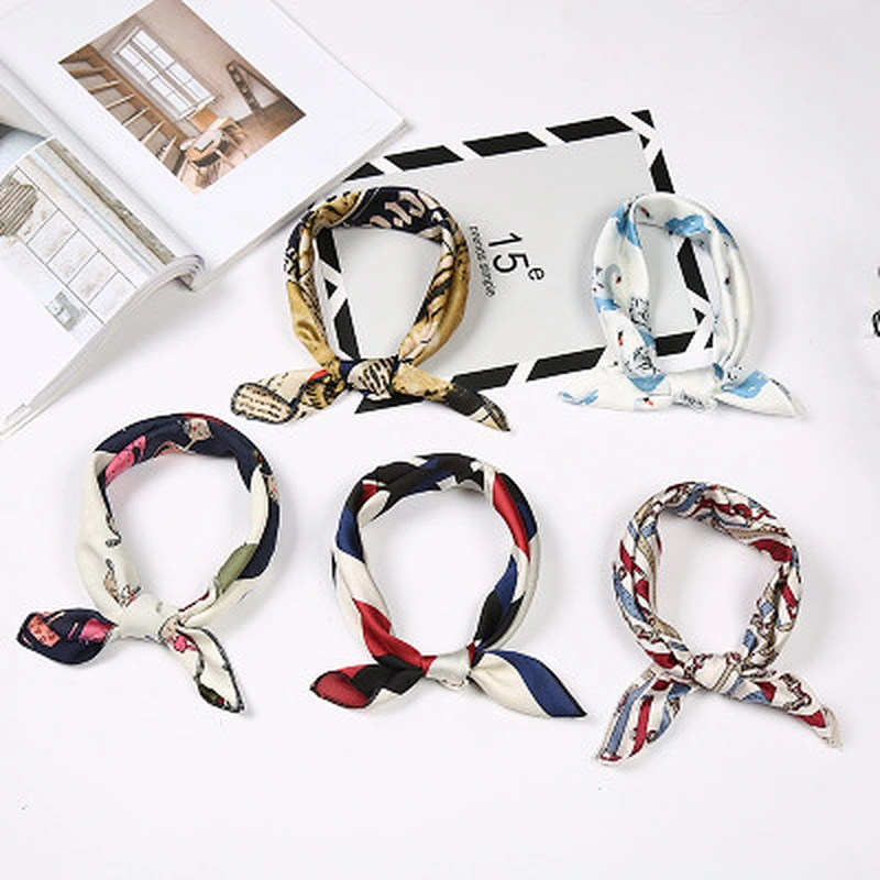Comfortable all-match women sunscreen wholesale small silk printed scarf