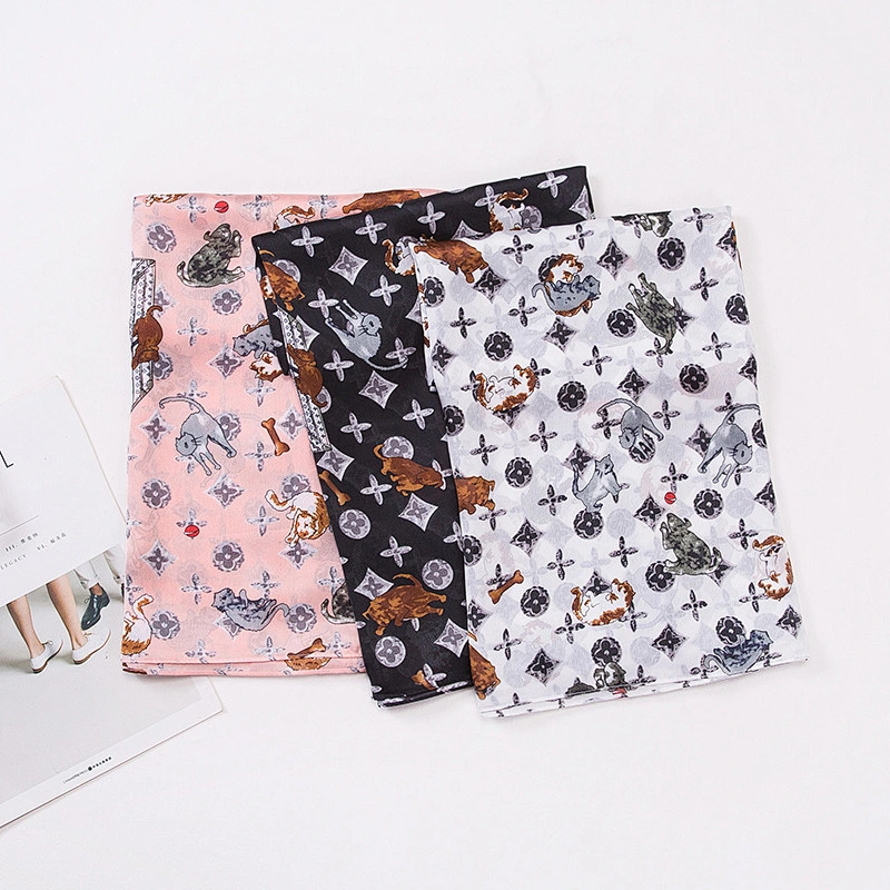 Long scarf 180cm female printed satin sunscreen shawl cheap long pastel scarf shawl