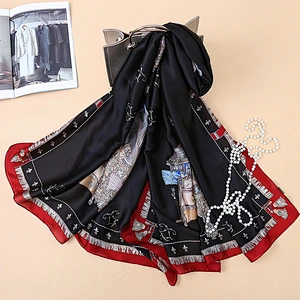Spring and summer new bohemian silk printed sunscreen scarf long silk scarf beach shawl