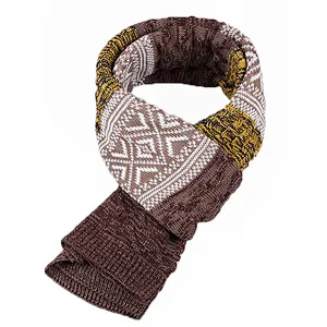 New design cheap promotional  warm acrylic winter cashmere knitted scarf men