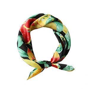 Femininity small square neck scarf color polyester printed vintage square silk scarf muslim