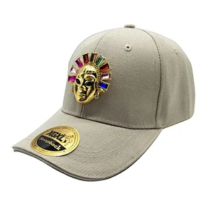 Wholesale sports caps custom gold metal plate logo snapback caps hats