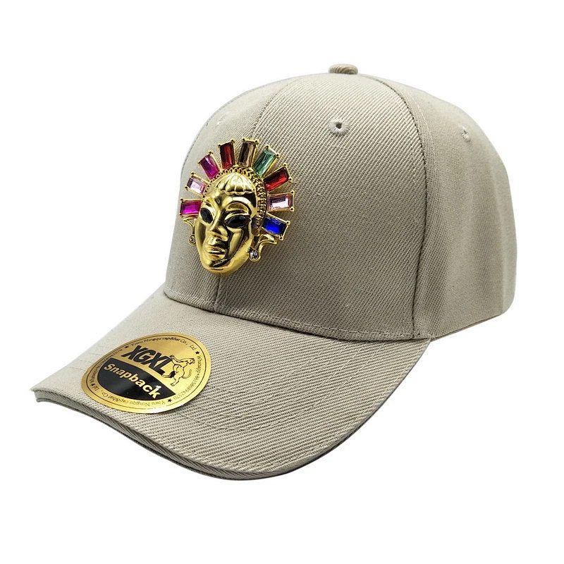 Wholesale sports caps custom gold metal plate logo snapback caps hats
