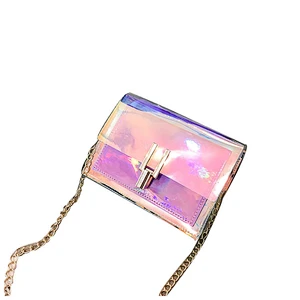 New Fashion Chain Tote Crossbody Bag Laser Women Transparent Shoulder Bag