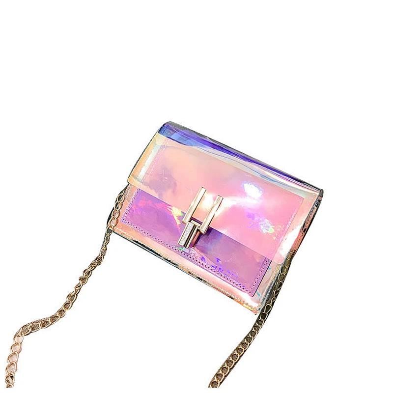 New Fashion Chain Tote Crossbody Bag Laser Women Transparent Shoulder Bag