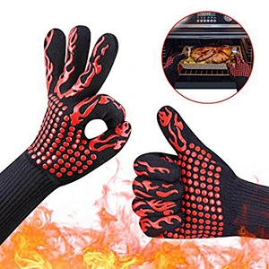 Custom Barbeque Oven Mitts Anti Cutting Resistant Safety Extreme Heat Resistant Grill BBQ Gloves For Kitchen Cooking