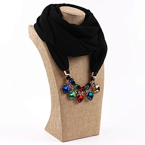 Fashion necklace pendant female chiffon ethnic style shawl ladies lightweight scarf with pendant