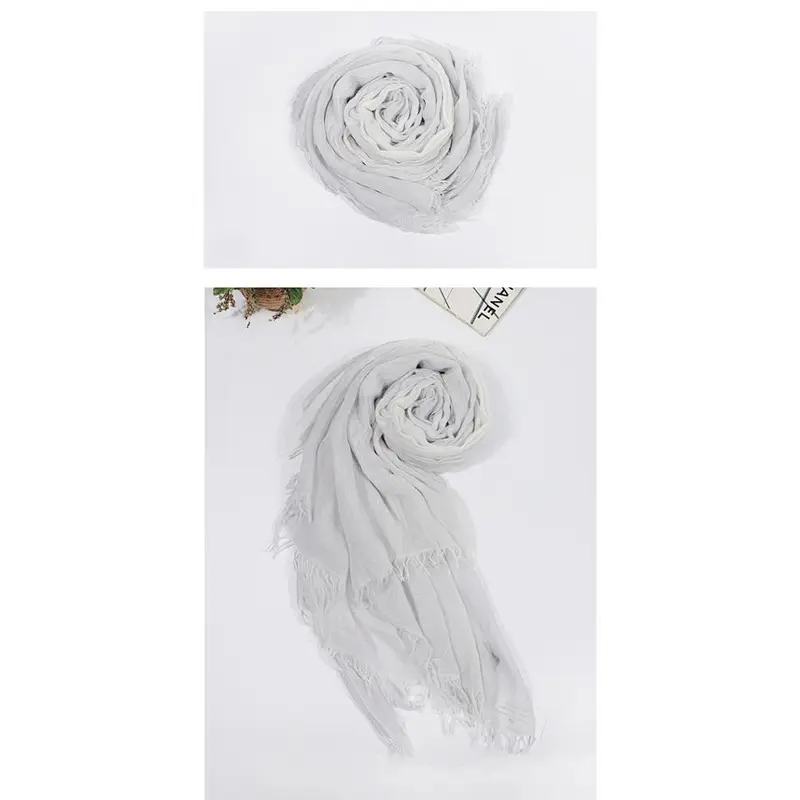 Factory direct sales large size thin women cotton plaid foulard silk scarf