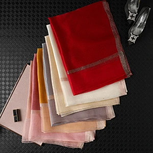 Solid color water ripple sunscreen shawl scarf wholesale china silk long scarf women